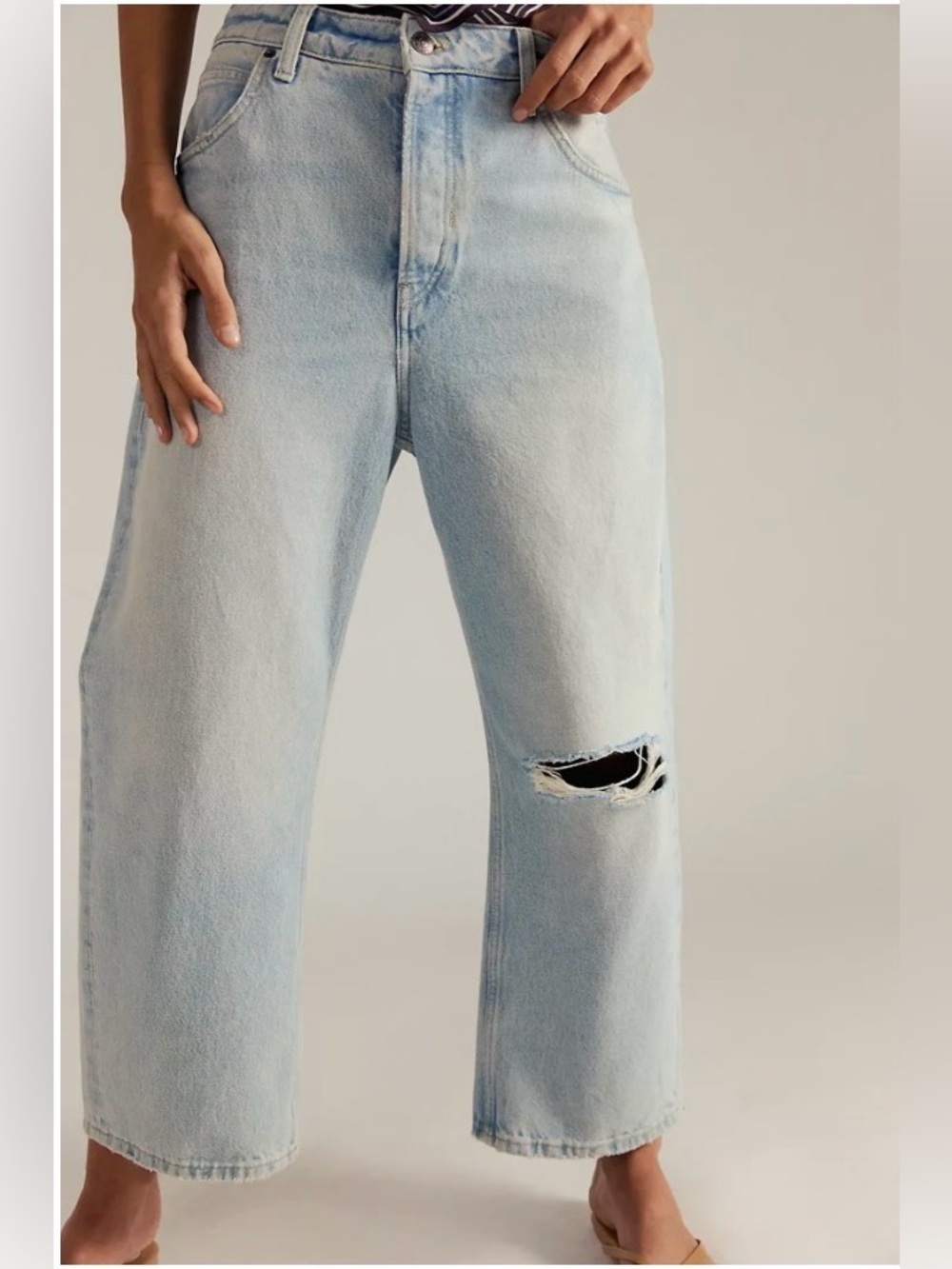 FREE PEOPLE x We The Free Deep Trance Boyfriend Jeans/ Bleached Out size 28